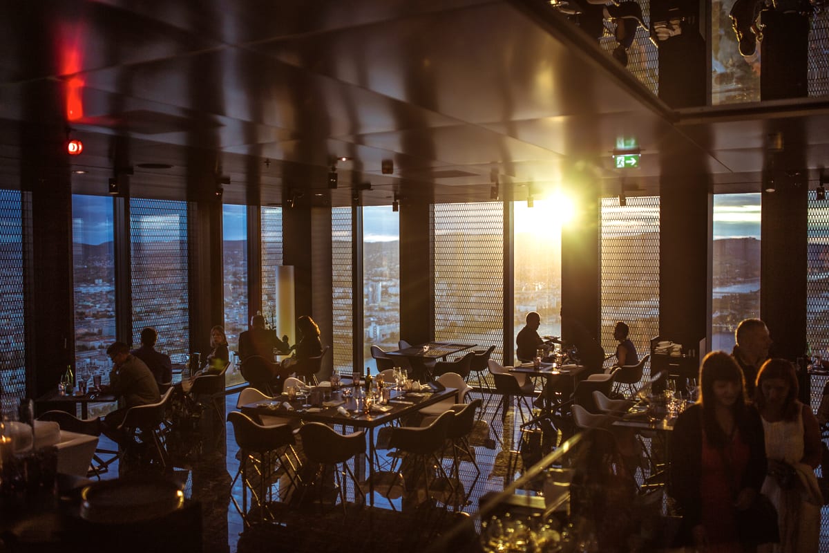 Restaurant dining room set and spotless before service